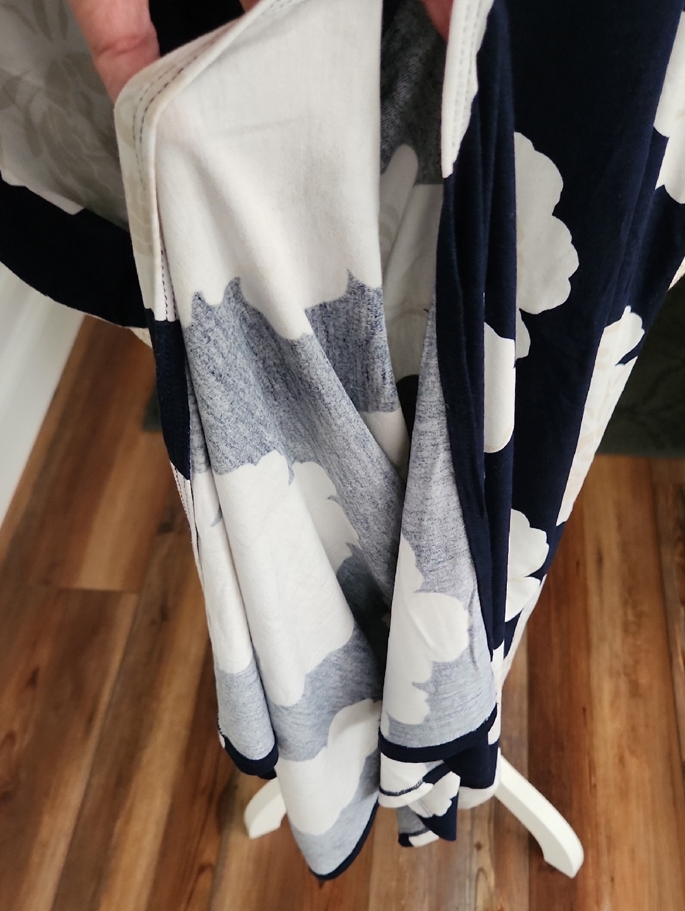 Women's Navy Blue Floral Maxi Skirt - White Flower Print - Picture 4 of 6